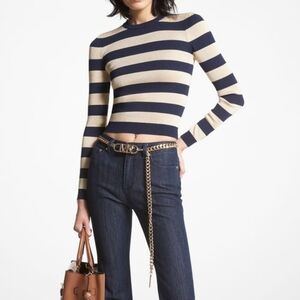 Michael Kors - Gold and Navy Cropped Sweater - NWOT